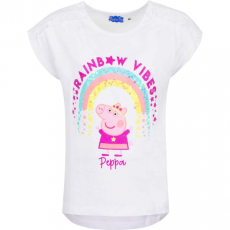 Peppa Pig Kinder T-Shirt Peppa Wutz Regenbogen weiß 128