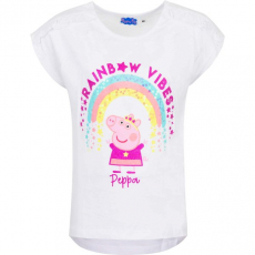 Peppa Pig Kinder T-Shirt Peppa Wutz Regenbogen weiß 116