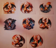 Pokemon Glurak 8x Bügelbilder Set