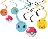 6 hängende Swirl Girlanden mit Pokemon Pappschildern